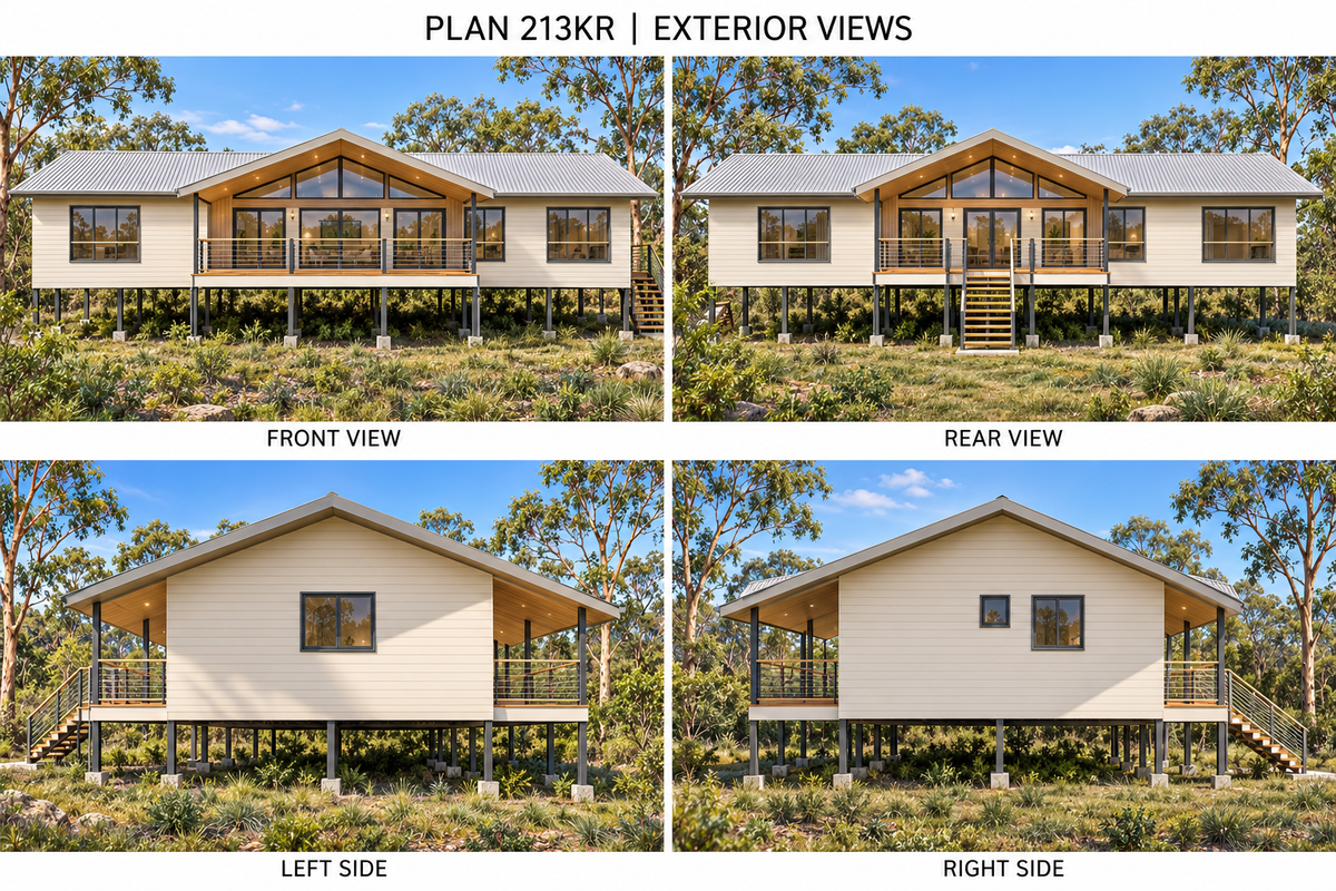 4 Bedroom Elevated House Plan – Sloping Block Design | 213KR
