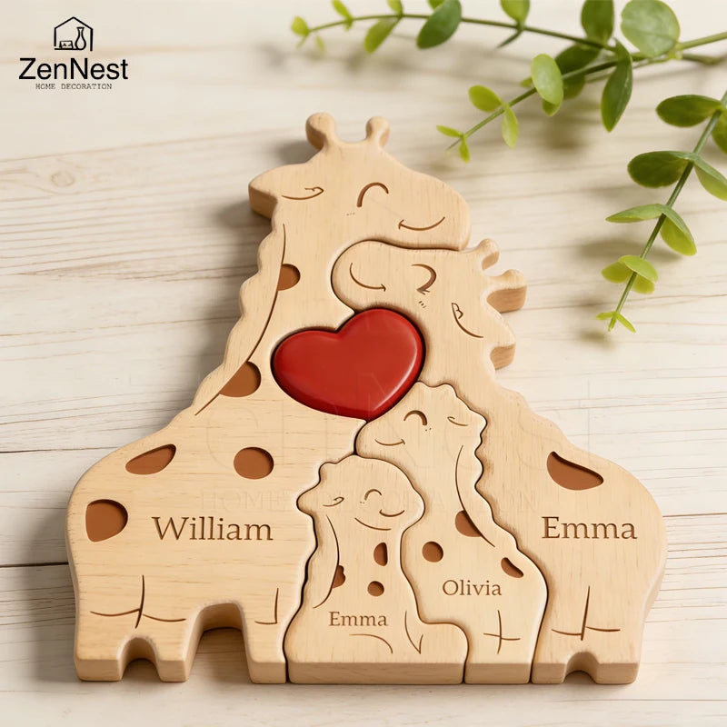 Personalized Wooden Giraffe Puzzle  Heartwarming Keepsake Gift  Home Décor  Wedding Anniversary Gift  Mother's Day Gift