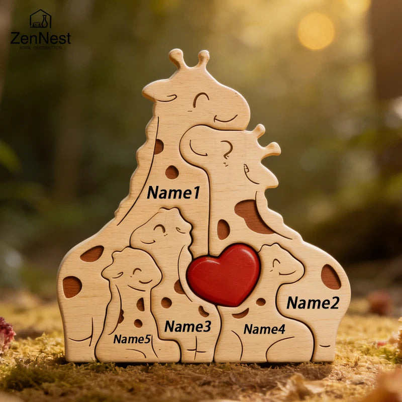 Personalized Wooden Giraffe Puzzle  Heartwarming Keepsake Gift  Home Décor  Wedding Anniversary Gift  Mother's Day Gift