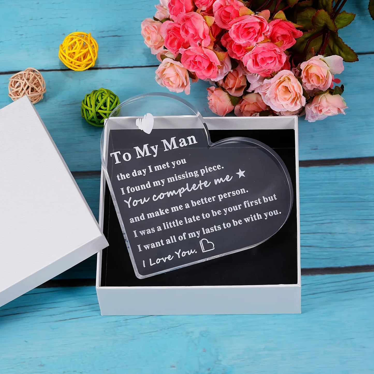 1pc Wife Gift for Husband Boyfriend Anniversary Birthday Valentine's Day Gift Engagement Wedding Gift Plaque Decoration Ornament