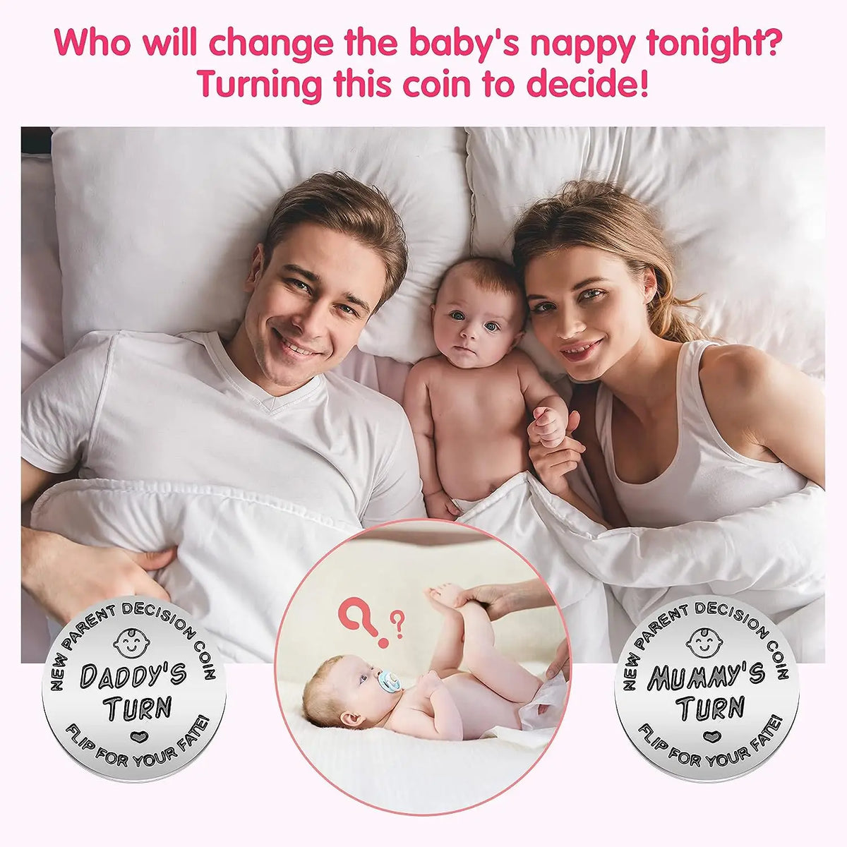 Funny Baby Shower Gifts,New Parents Decision Coin & DIY Sunflower Greeting Card, Baby Pregnancy Gift for First Time Mommy Daddy
