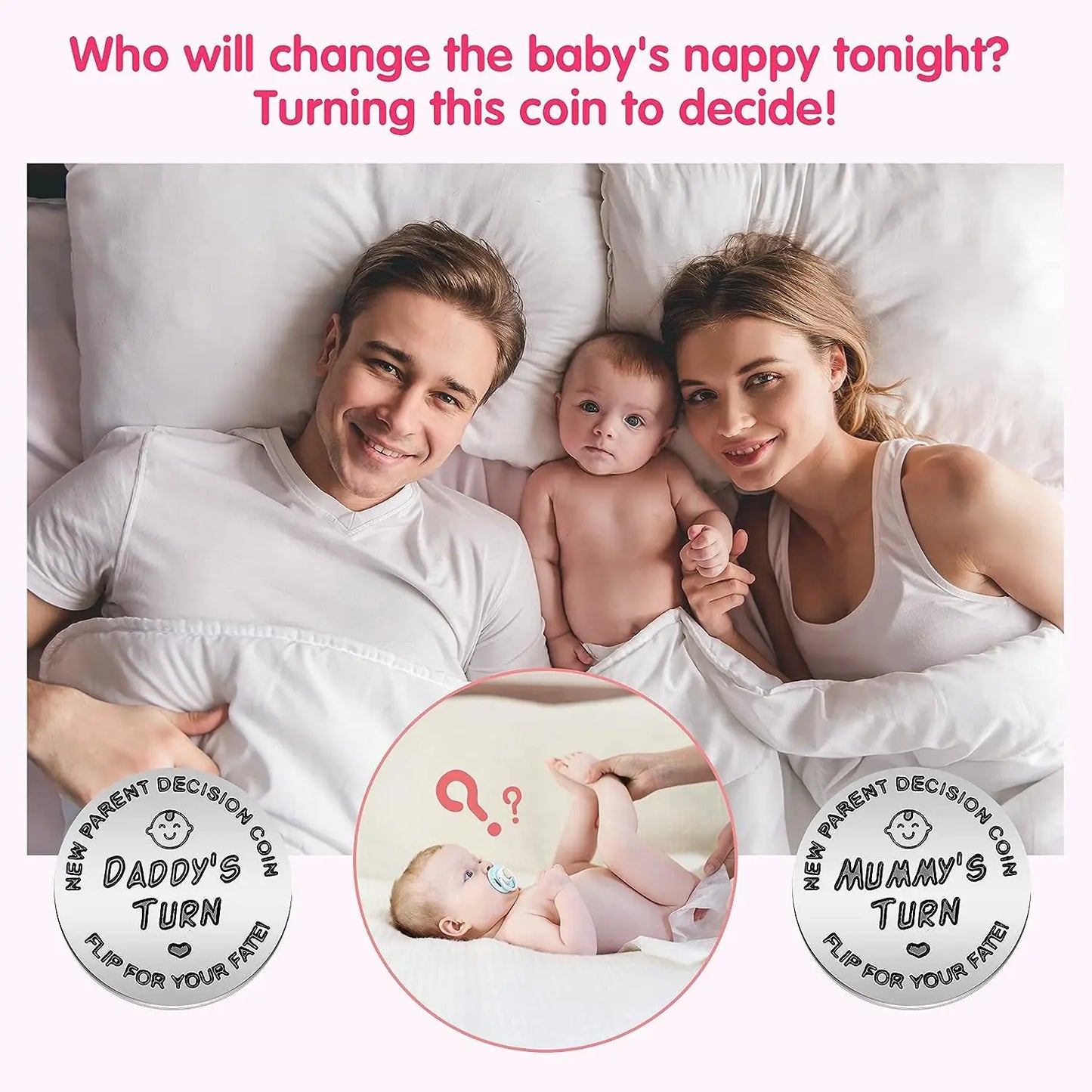 Funny Baby Shower Gifts,New Parents Decision Coin & DIY Sunflower Greeting Card, Baby Pregnancy Gift for First Time Mommy Daddy