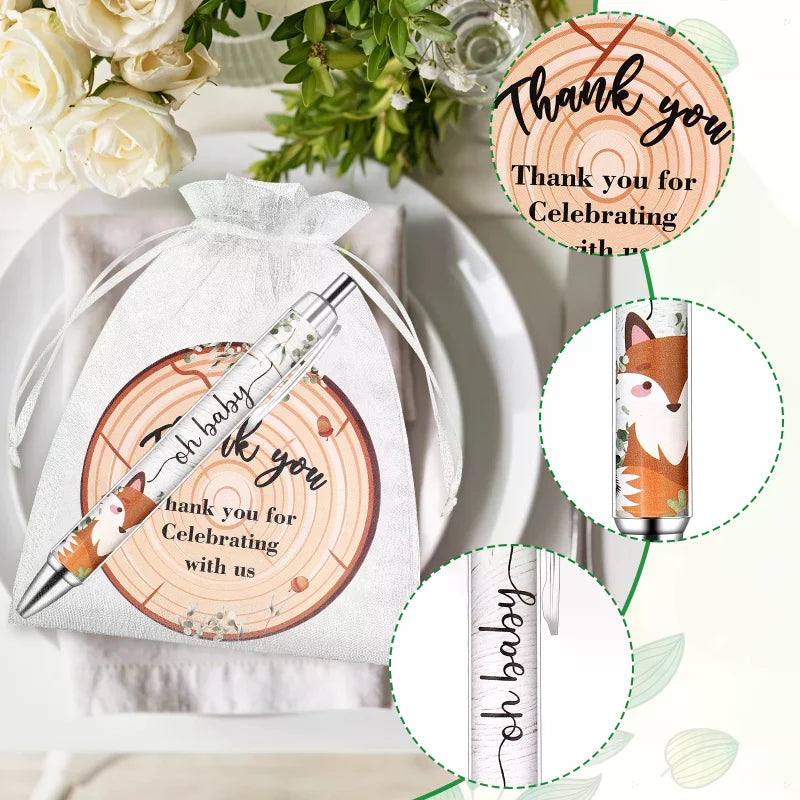 40 Sets Baby Shower Favors Gifts for Guests Include 40 Wild Animal Ballpoint Pens 40 Thank You Greeting Cards 40 Organza Bags