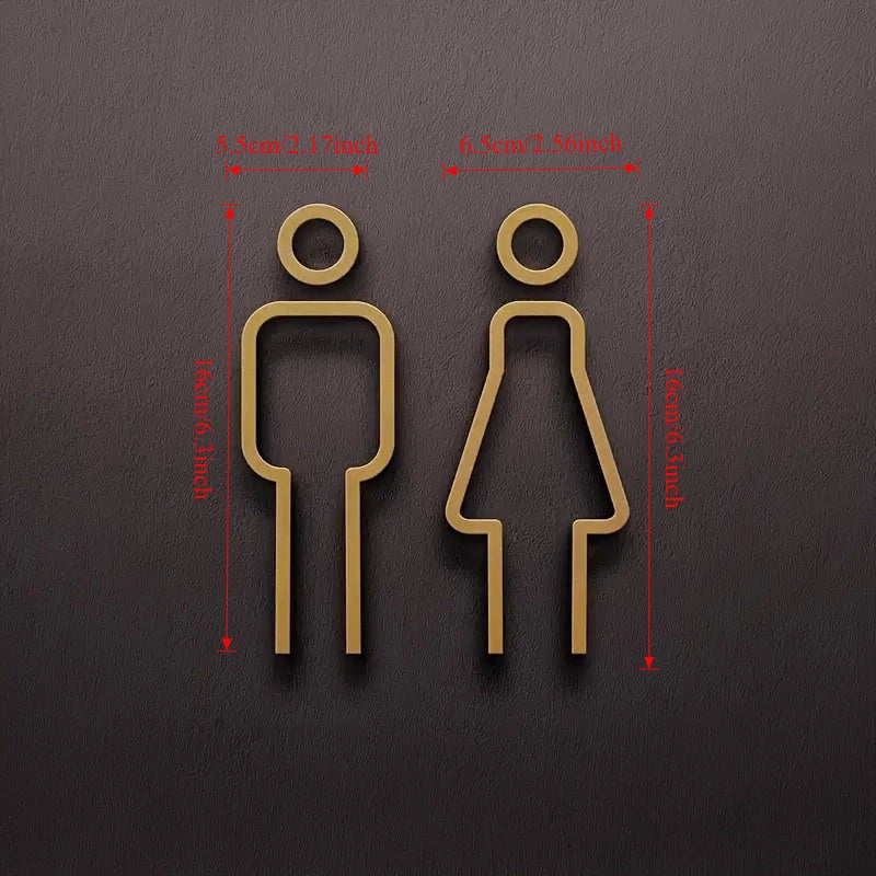 Funny Bathroom Signs for Men Women Creative 2D Flat Restroom Door Decor Restaurant Hotel Cafe Toilet Signage Wall Sticker