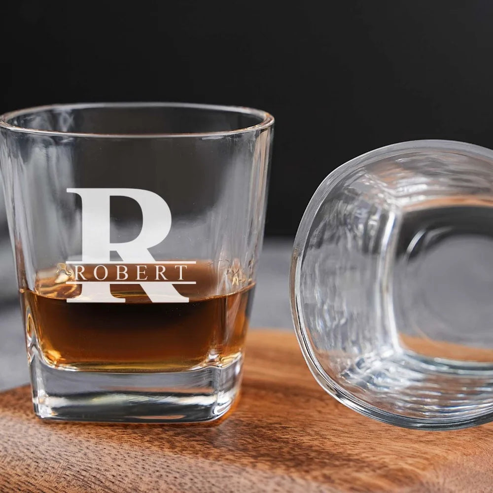 Personalized Groomsmen Whiskey Glass Set Monogrammed Wedding Party Decor Engraved Logo Groomsmen Gift Ideas Housewarming Gifts