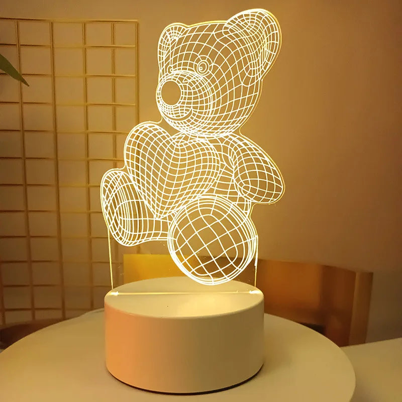 Wedding Birthday Gift Love 3D Acrylic Neon Sign USB Led Lamp Children's Night Lights Table Lamp Valentines Day Bedside Lamp