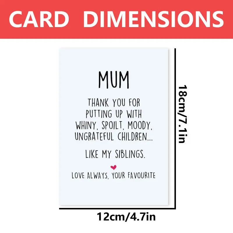 Warm Mother's Day Card, Thank You Mum, Mother's Day Gift. Holiday Greeting Card, Suitable for Birthdays, Thanksgiving, and Mothe