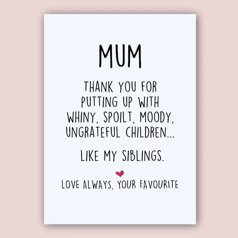 Warm Mother's Day Card, Thank You Mum, Mother's Day Gift. Holiday Greeting Card, Suitable for Birthdays, Thanksgiving, and Mothe