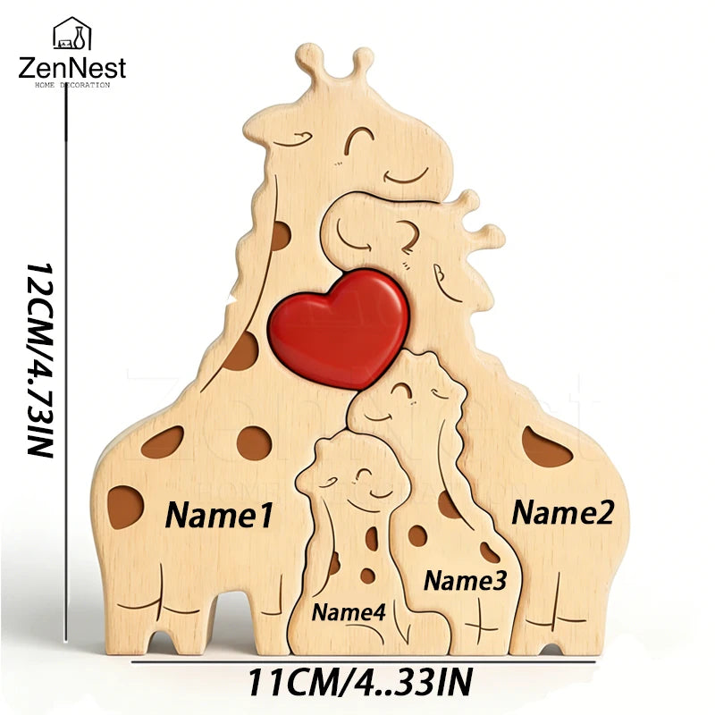Personalized Wooden Giraffe Puzzle  Heartwarming Keepsake Gift  Home Décor  Wedding Anniversary Gift  Mother's Day Gift