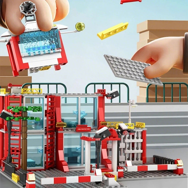 Urban Building Blocks Fire Station Building Blocks Fire Truck Building Blocks DIY Bricks Childrens Toy Christmas Holiday Gift