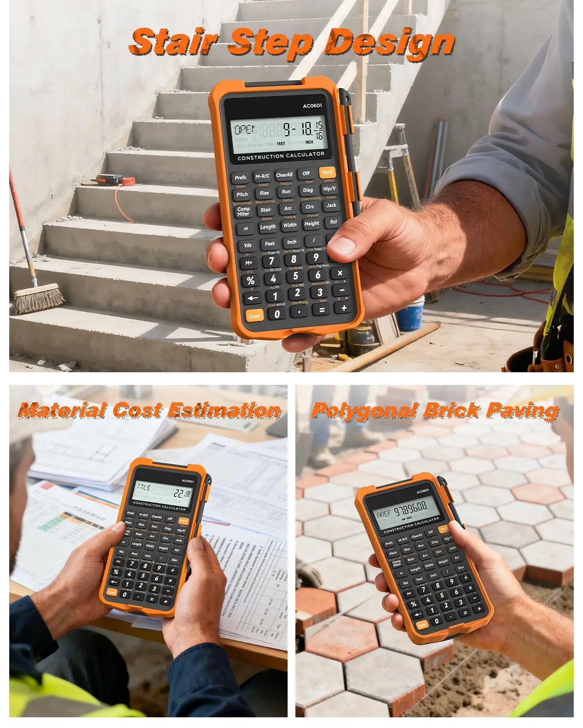Construction Calculator with Writing Tablet Industrial & Scientific ROATEE Engineering Calculator for Contractor Concrete Pocket