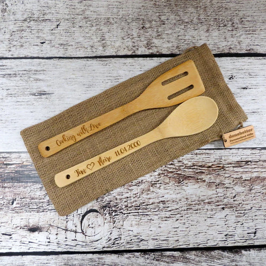 Personalized 2Pcs Wooden Spoon and Spatula Exquisite Housewarming Gift Home Kitchen Utensils Table Decor Christmas Mother's Day