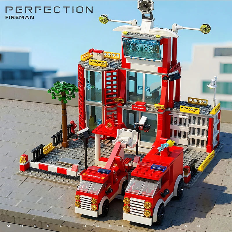 Urban Building Blocks Fire Station Building Blocks Fire Truck Building Blocks DIY Bricks Childrens Toy Christmas Holiday Gift