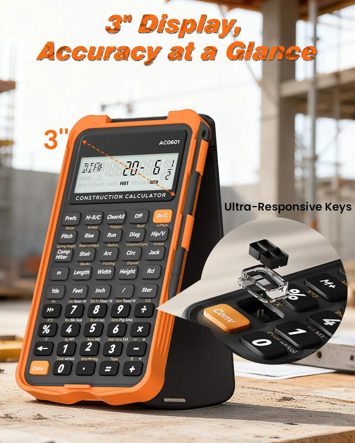 Construction Calculator with Writing Tablet Industrial & Scientific ROATEE Engineering Calculator for Contractor Concrete Pocket