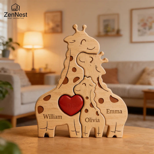 Personalized Wooden Giraffe Puzzle  Heartwarming Keepsake Gift  Home Décor  Wedding Anniversary Gift  Mother's Day Gift