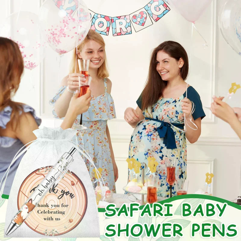 40 Sets Baby Shower Favors Gifts for Guests Include 40 Wild Animal Ballpoint Pens 40 Thank You Greeting Cards 40 Organza Bags