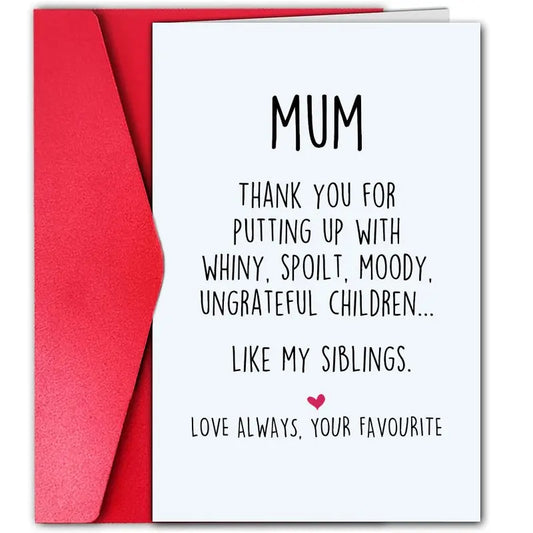 Warm Mother's Day Card, Thank You Mum, Mother's Day Gift. Holiday Greeting Card, Suitable for Birthdays, Thanksgiving, and Mothe