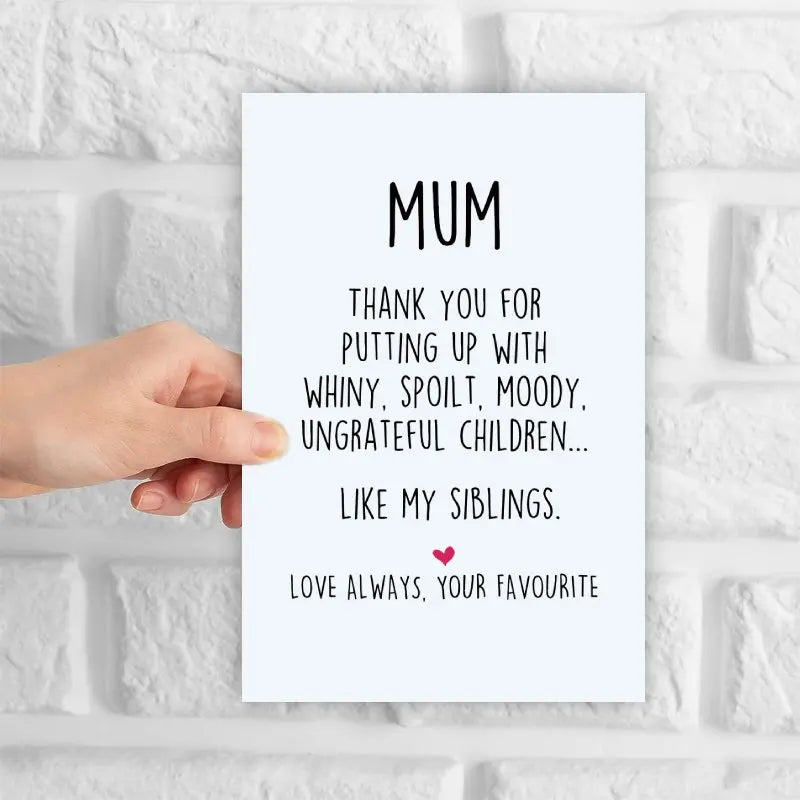 Warm Mother's Day Card, Thank You Mum, Mother's Day Gift. Holiday Greeting Card, Suitable for Birthdays, Thanksgiving, and Mothe