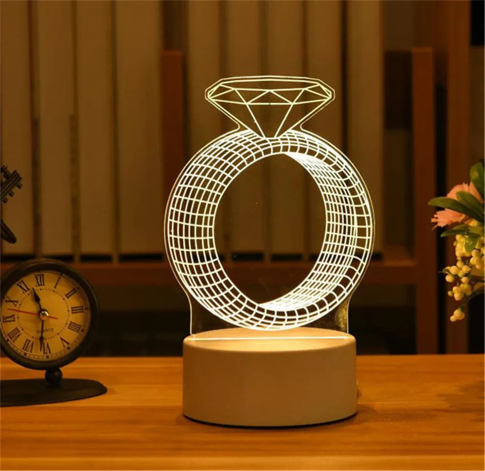 Wedding Birthday Gift Love 3D Acrylic Neon Sign USB Led Lamp Children's Night Lights Table Lamp Valentines Day Bedside Lamp