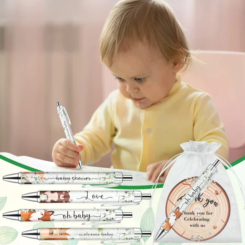 40 Sets Baby Shower Favors Gifts for Guests Include 40 Wild Animal Ballpoint Pens 40 Thank You Greeting Cards 40 Organza Bags