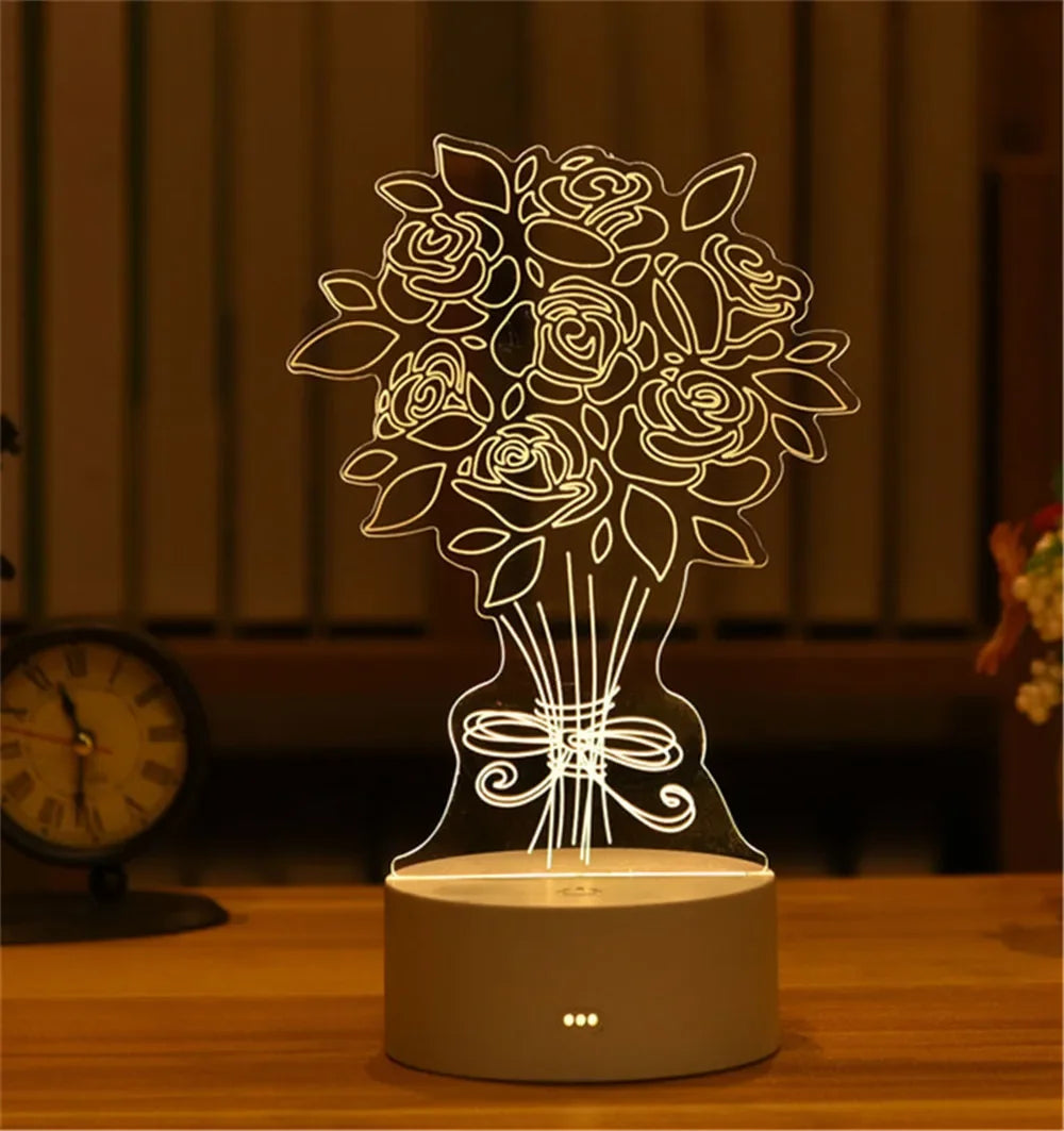 Wedding Birthday Gift Love 3D Acrylic Neon Sign USB Led Lamp Children's Night Lights Table Lamp Valentines Day Bedside Lamp