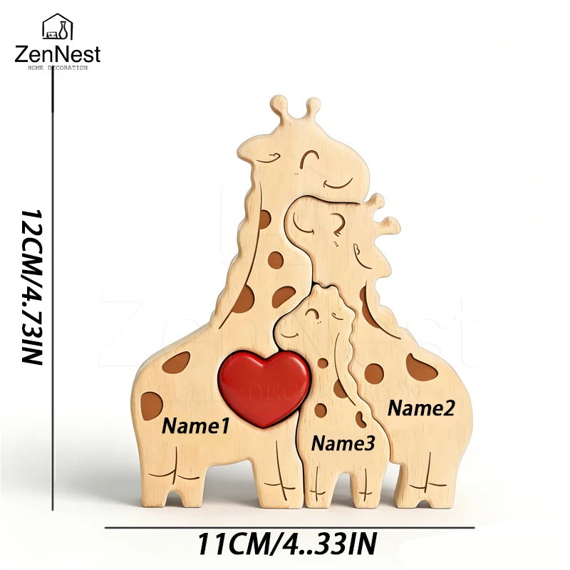 Personalized Wooden Giraffe Puzzle  Heartwarming Keepsake Gift  Home Décor  Wedding Anniversary Gift  Mother's Day Gift