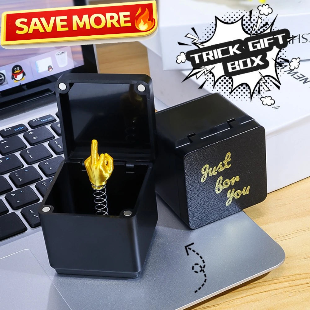 Middle Finger Surprise Gift Boxs Christmas Fun Prank Gift Offices Desk Home Decor Gift Decoration Toys Children Miniature Items