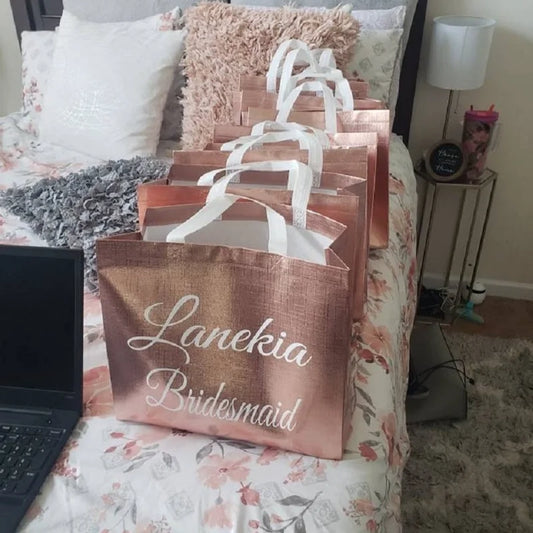 Personalized Wedding Bridesmaid Gift Laser package Bridal Party Tote Bridesmaid Bags Bride Shower Proposal Bachelorette Tote Bag