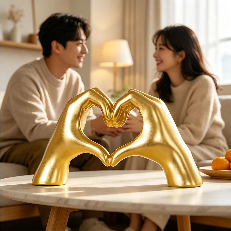 1pc Love Gesture Sculpture Desktop Decoration Heart Hand Nordic Light Luxury Crafts Can be given as a romantic gift for couple