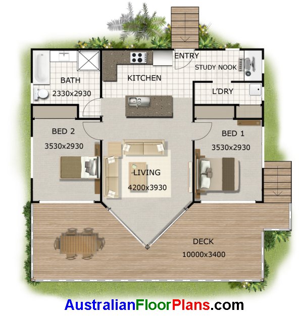 2 Bedroom Study Nook House Plan 100kr 2 Bedroom Design See