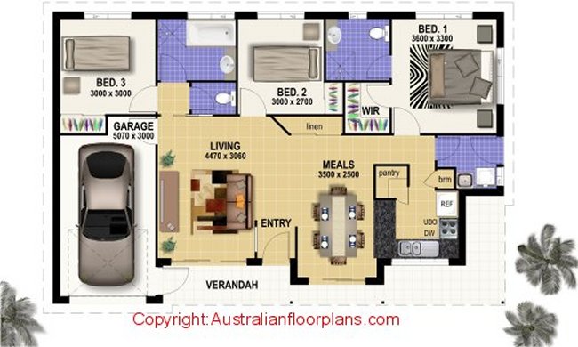 3 Bedroom Home Designs | Australian Floor Plans | 3 Bed + 2 Bathroom