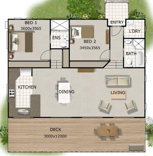 Australian 2  bedroom  small house  plan  2  bedroom  cottage 