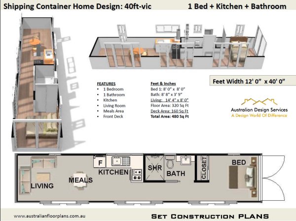 40 Foot Shipping Container Home Plan 40ft VIC HOUSE PLANS 