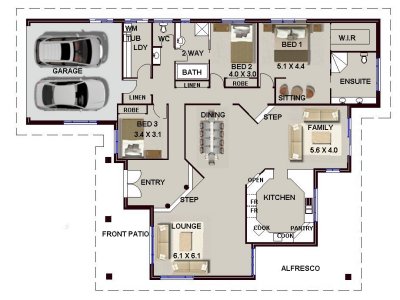 big 3 bedroom house plan