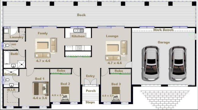 3 bed + 2 living areas