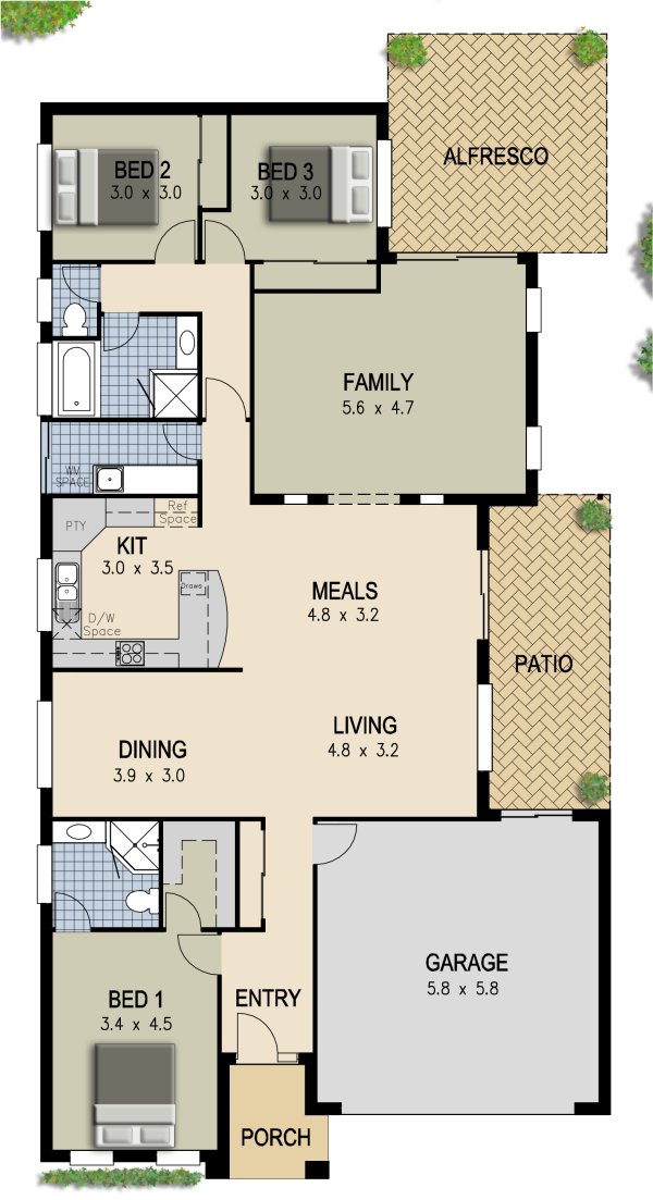 3 Bedroom House Plan 288kr Oxen Double Garage Australian House