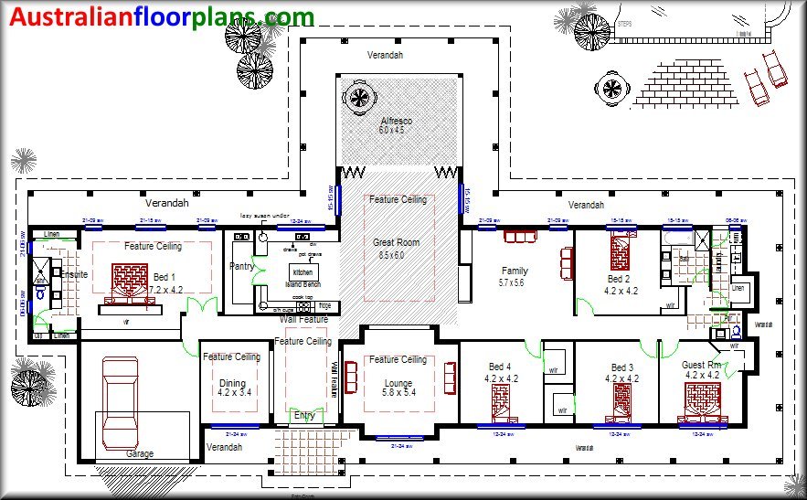  5  Bedroom  Acreage House  Plan  with guest room 5  Bedroom  