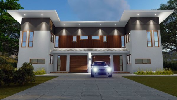 Modern Skillion Roof Townhouse Plan:269DU